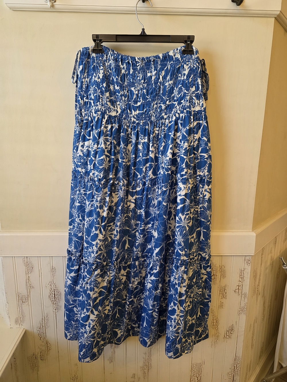 Sugarlips Blue Floral Smocked Waist Maxi Skirt